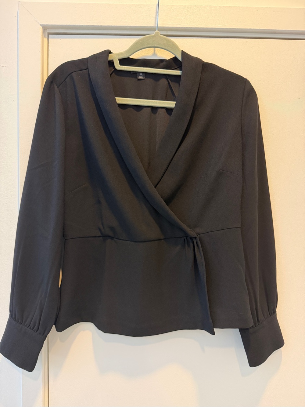 J. Crew Black Wrap-Style Blouse with V-Neck
